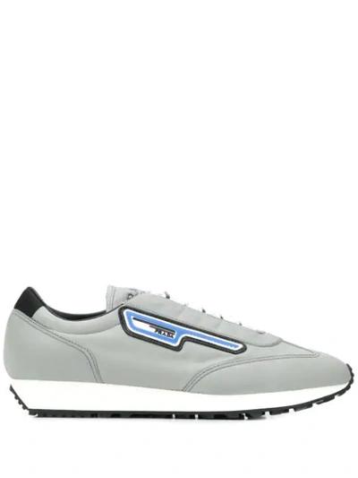 Shop Prada Logo Patch Low-top Sneakers In Grey