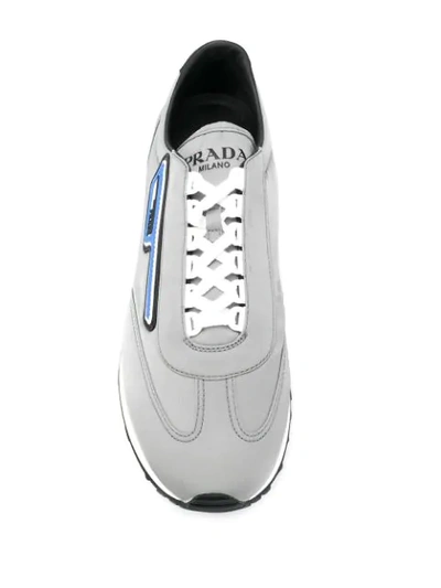 Shop Prada Logo Patch Low-top Sneakers In Grey