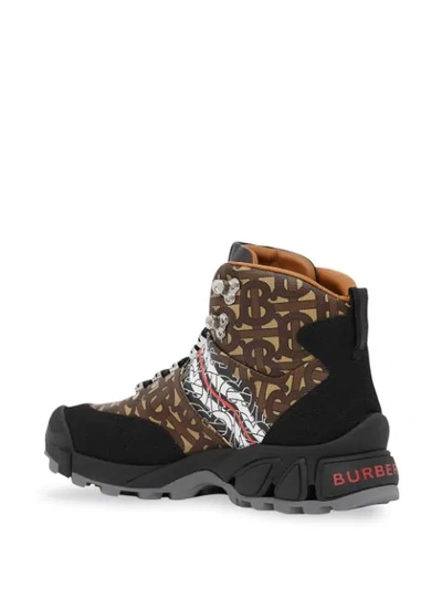 Shop Burberry Monogram Stripe Tor Hiking Boots In Brown