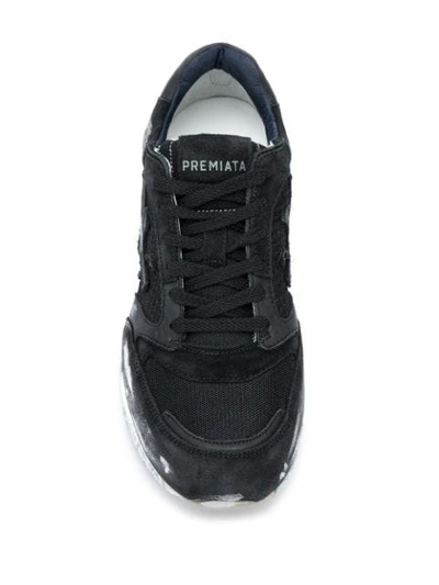 Shop White Premiata Brushstroke Sneakers In Black