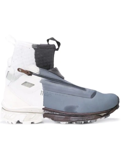 11 BY BORIS BIDJAN SABERI HIGH-TOP STAINED SNEAKERS - 灰色