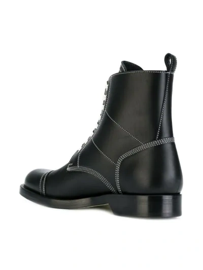 Shop Loewe Contrast Stitch Boots In Black