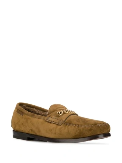 Shop Tom Ford Chain Detail Loafers In Brown