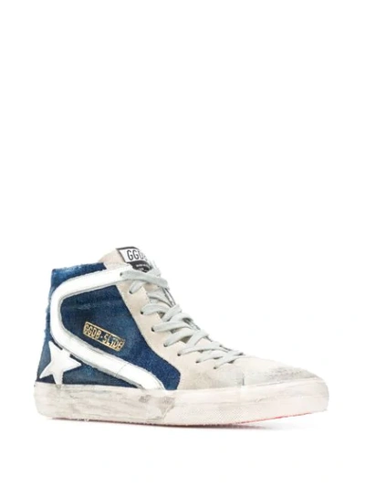 Shop Golden Goose Slide High-top Sneakers In Blue ,white