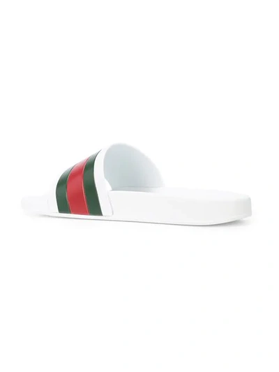 Shop Gucci Web Stripe Slides - White