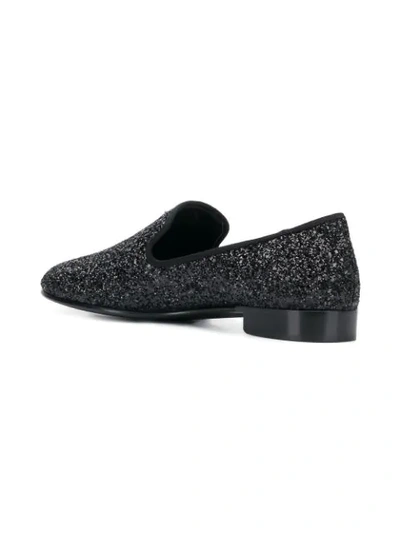 Shop Giuseppe Zanotti Glitter Loafers In Black