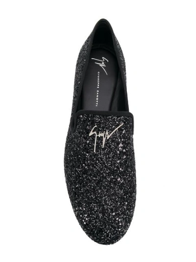 Shop Giuseppe Zanotti Glitter Loafers In Black