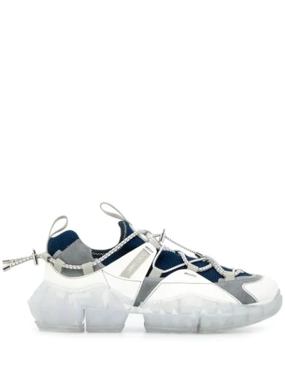 Shop Jimmy Choo Diamond Trail Low-top Sneakers In White ,blue