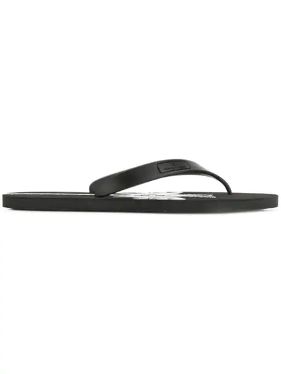 Shop Marcelo Burlon County Of Milan Logo Thong Flip Flops In Black