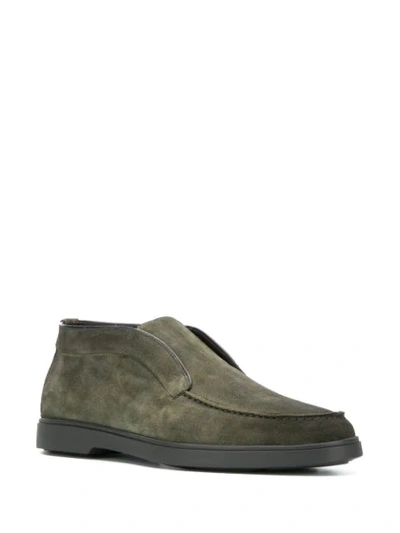 Shop Santoni Suede Ankle Boots In V50 Green