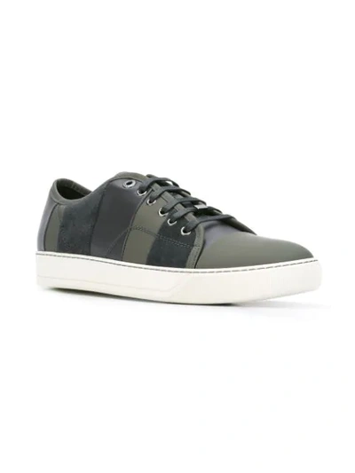 Shop Lanvin Panelled Sneakers In Green
