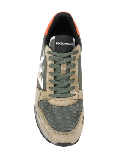 Shop Emporio Armani Logo Runner Sneakers - Green
