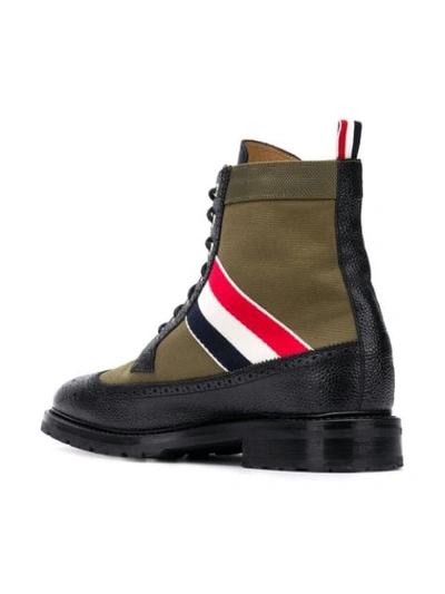 Shop Thom Browne Rwb Webbing Longwing Boot In Green