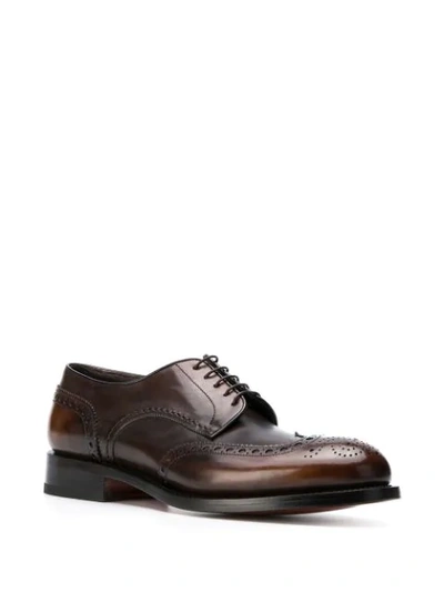 Shop Santoni Perforated Lace-up Shoes In Brown