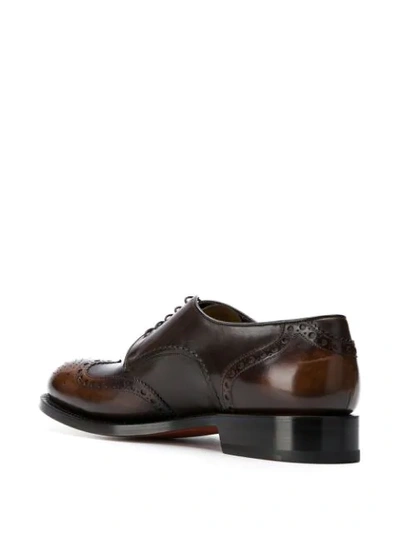 Shop Santoni Perforated Lace-up Shoes In Brown