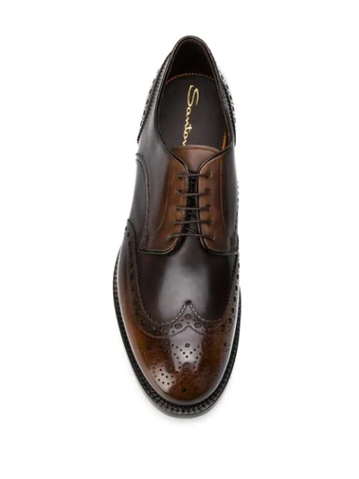 Shop Santoni Perforated Lace-up Shoes In Brown