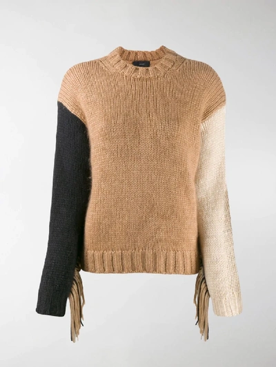 Shop Alanui Fringed Wool-knit Sweater In Brown
