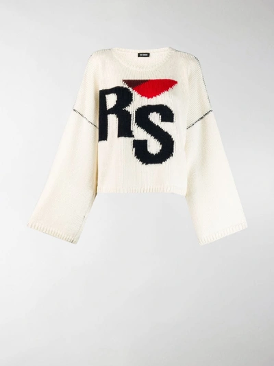 Shop Raf Simons Knit Monogram Jumper In Neutrals