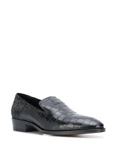 GIUSEPPE ZANOTTI RHINESTONE EMBELLISHED LOAFERS - 黑色