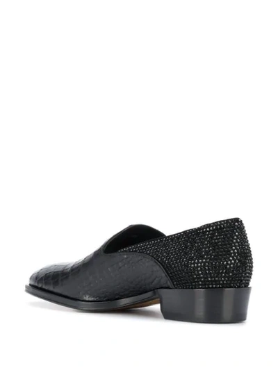 GIUSEPPE ZANOTTI RHINESTONE EMBELLISHED LOAFERS - 黑色