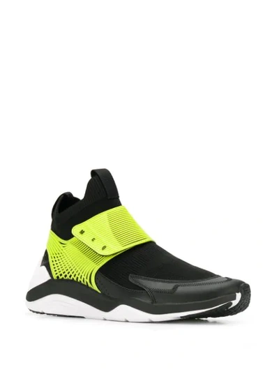 Shop Mcq By Alexander Mcqueen Structured Strap High Top Sneakers In Black ,green