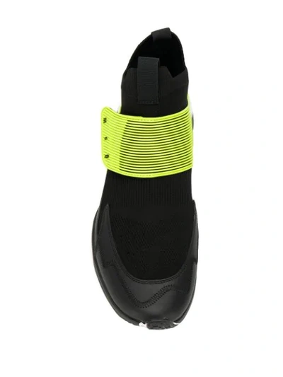 Shop Mcq By Alexander Mcqueen Structured Strap High Top Sneakers In Black ,green