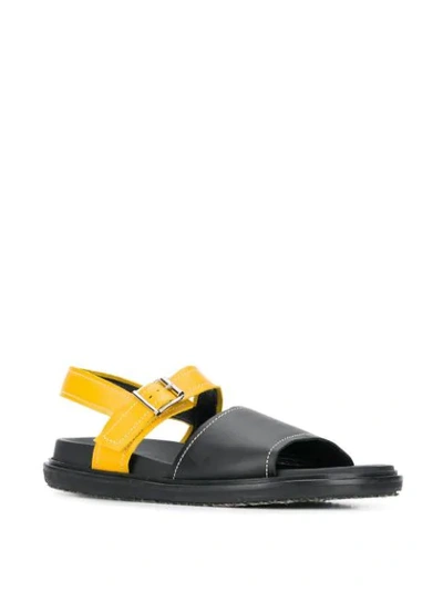 Shop Marni Colour Block Sandals In Black