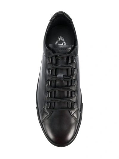 Shop Tod's Branded Side Lace-up Sneakers In Black