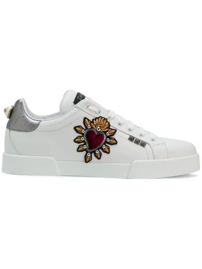 Shop Dolce & Gabbana Sacred Heart Portofino Sneakers In White