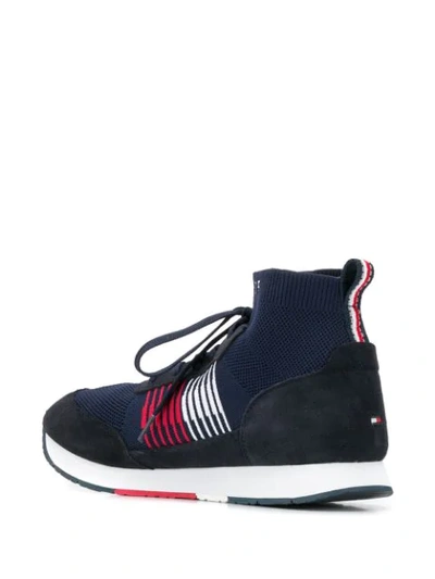 Shop Tommy Hilfiger Stripe Sock High-top Sneakers In Blue