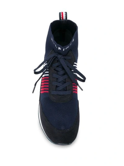 Shop Tommy Hilfiger Stripe Sock High-top Sneakers In Blue