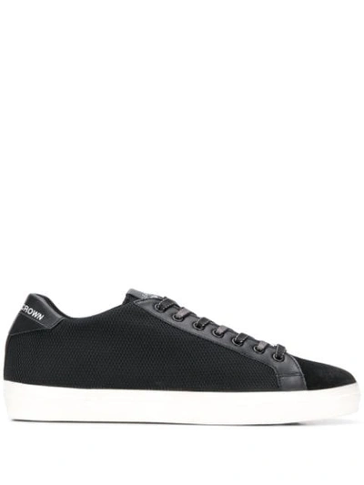 Shop Leather Crown Lace-up Low-top Sneakers In Black