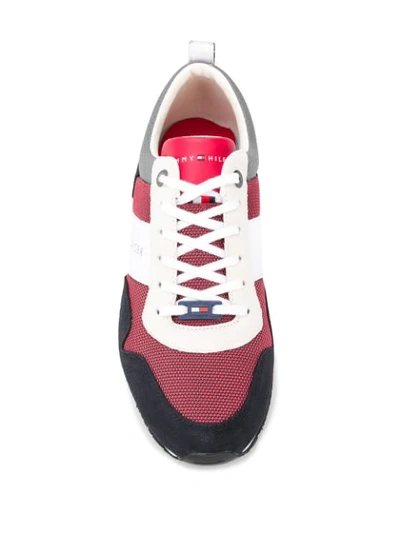 Shop Tommy Hilfiger Logo Stripe Sneakers In Red
