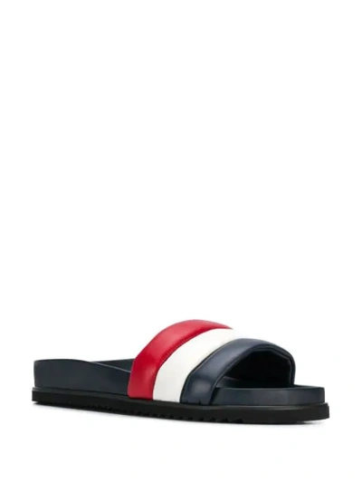 Shop Thom Browne Striped Pool Sliders In 960 Rwbwht