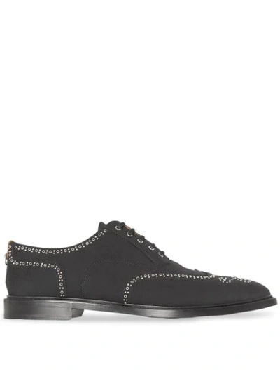 Shop Burberry Studded Mohair Wool Brogues In Black