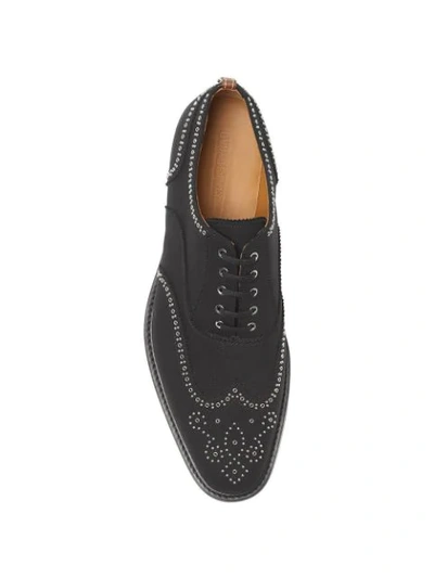 Shop Burberry Studded Mohair Wool Brogues In Black