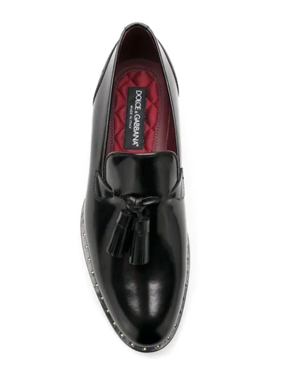 Shop Dolce & Gabbana Tassel Detailed Leather Loafers In 80999