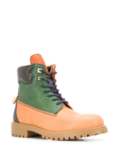 Shop Buscemi Colour Block Boots In Brown