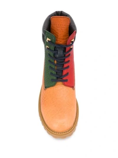 Shop Buscemi Colour Block Boots In Brown