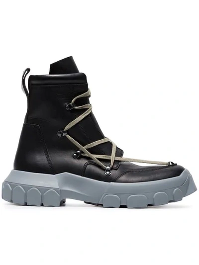 Shop Adidas Originals Black And Stone Grey Hike Lace Up Leather Boots