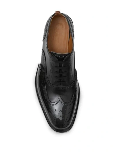 BURBERRY TOE CAP DETAIL LEATHER OXFORD BROGUES - 黑色