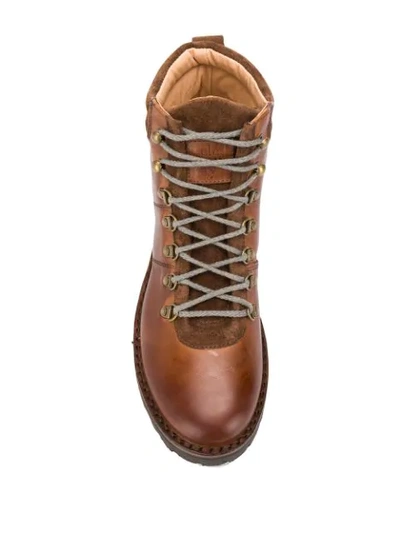 Shop Eleventy Lace Up Ankle Boots In Brown