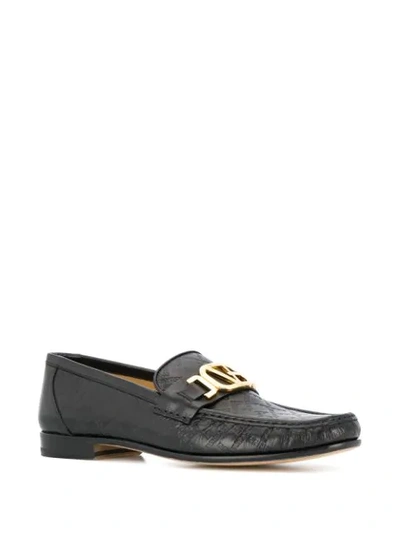 Shop Versace Greca Key Embossed Loafers In Black