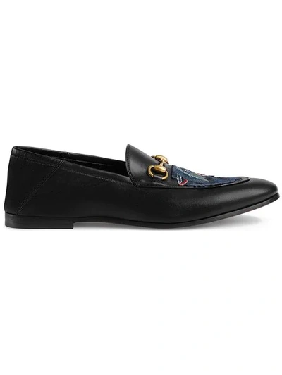 Shop Gucci Leather Loafer With Wolf In Black