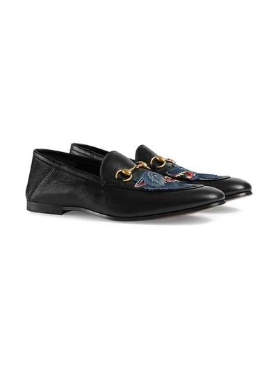 Shop Gucci Leather Loafer With Wolf In Black