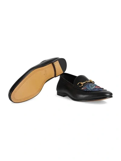 Shop Gucci Leather Loafer With Wolf In Black