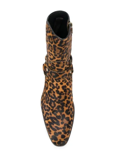 Shop Saint Laurent Wyatt Leopard Print Boots In Brown