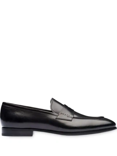 Shop Prada Classic Penny Loafers In Black