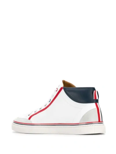 Shop Thom Browne Vitello Leather Hi-top Trainer In White