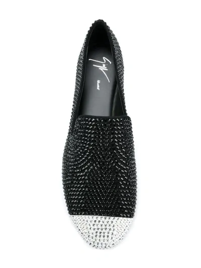 Shop Giuseppe Zanotti Crystal Embellished Loafers